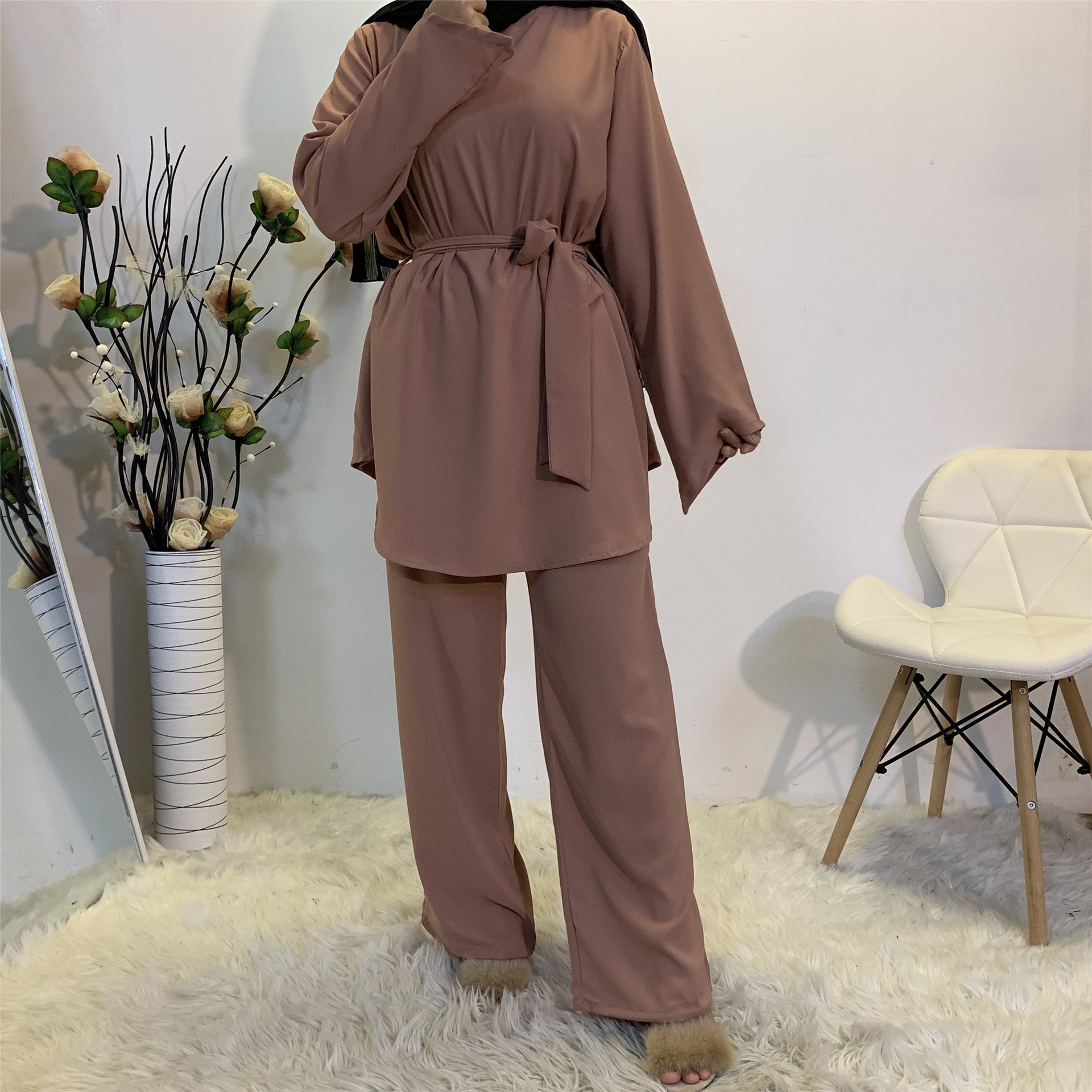 Modern islamic women sport wear color matching long Glory abaya women dresses