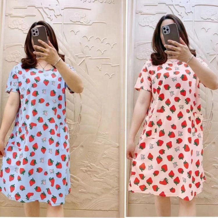 Summer Cartoons Print Pajama Dress Women T-Shirt Dress Nightwear Pyjamas Sleepwear Thin Soft Oversize Casual Shirt Nightgown