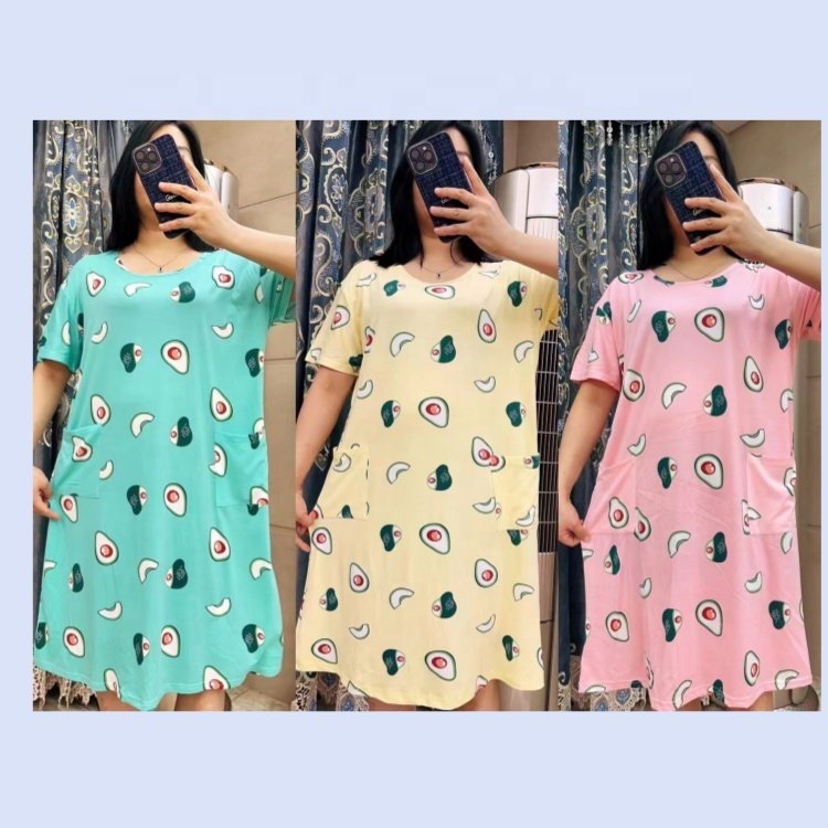 Summer Cartoons Print Pajama Dress Women T-Shirt Dress Nightwear Pyjamas Sleepwear Thin Soft Oversize Casual Shirt Nightgown