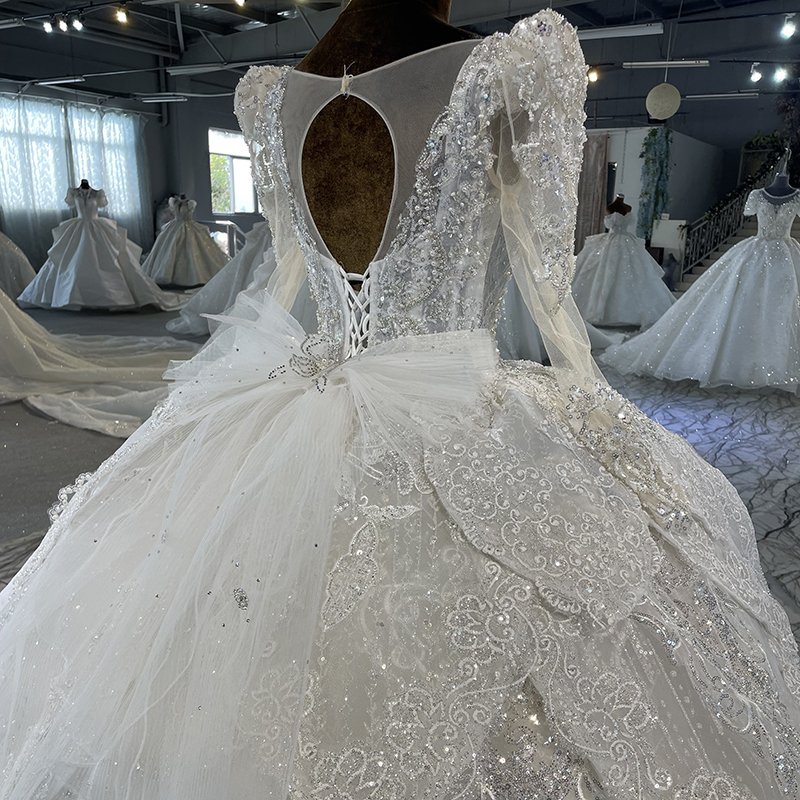 Mn112 Lace Applique Ball Gown Cheap Wedding Dress Long Sleeve Bridal Gown Wedding Dress