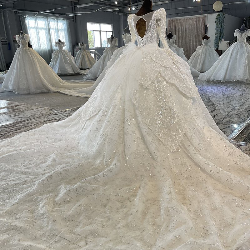 Mn112 Lace Applique Ball Gown Cheap Wedding Dress Long Sleeve Bridal Gown Wedding Dress