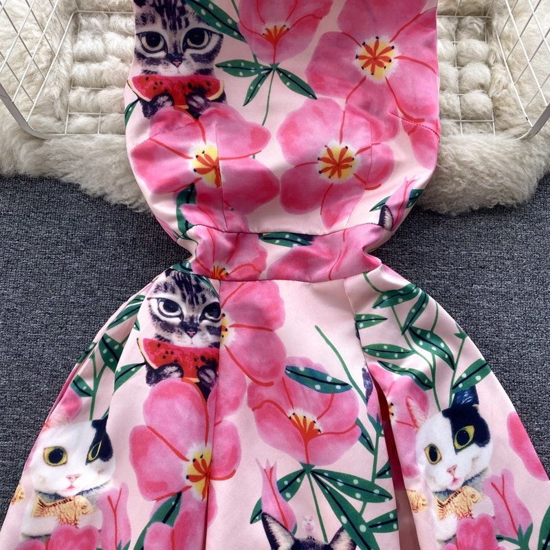 2024 New Arrivals Trending Clothing Vintage Flower Printed Summer Sexy Dress Women Lady Elegant Casual Dresses