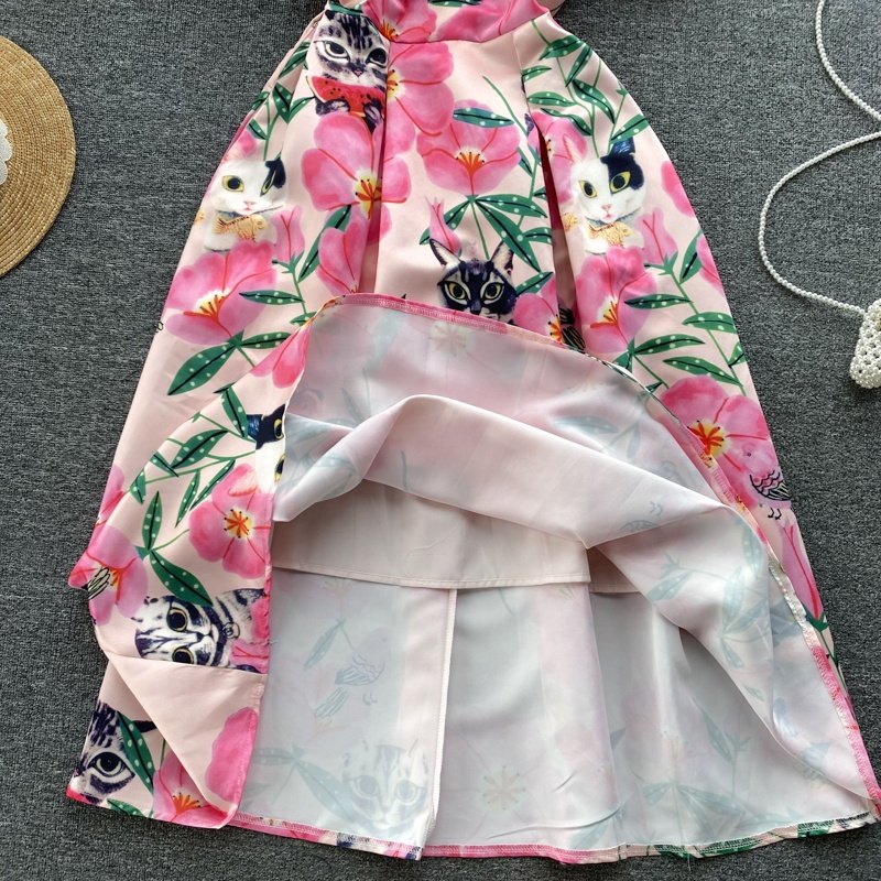 2024 New Arrivals Trending Clothing Vintage Flower Printed Summer Sexy Dress Women Lady Elegant Casual Dresses