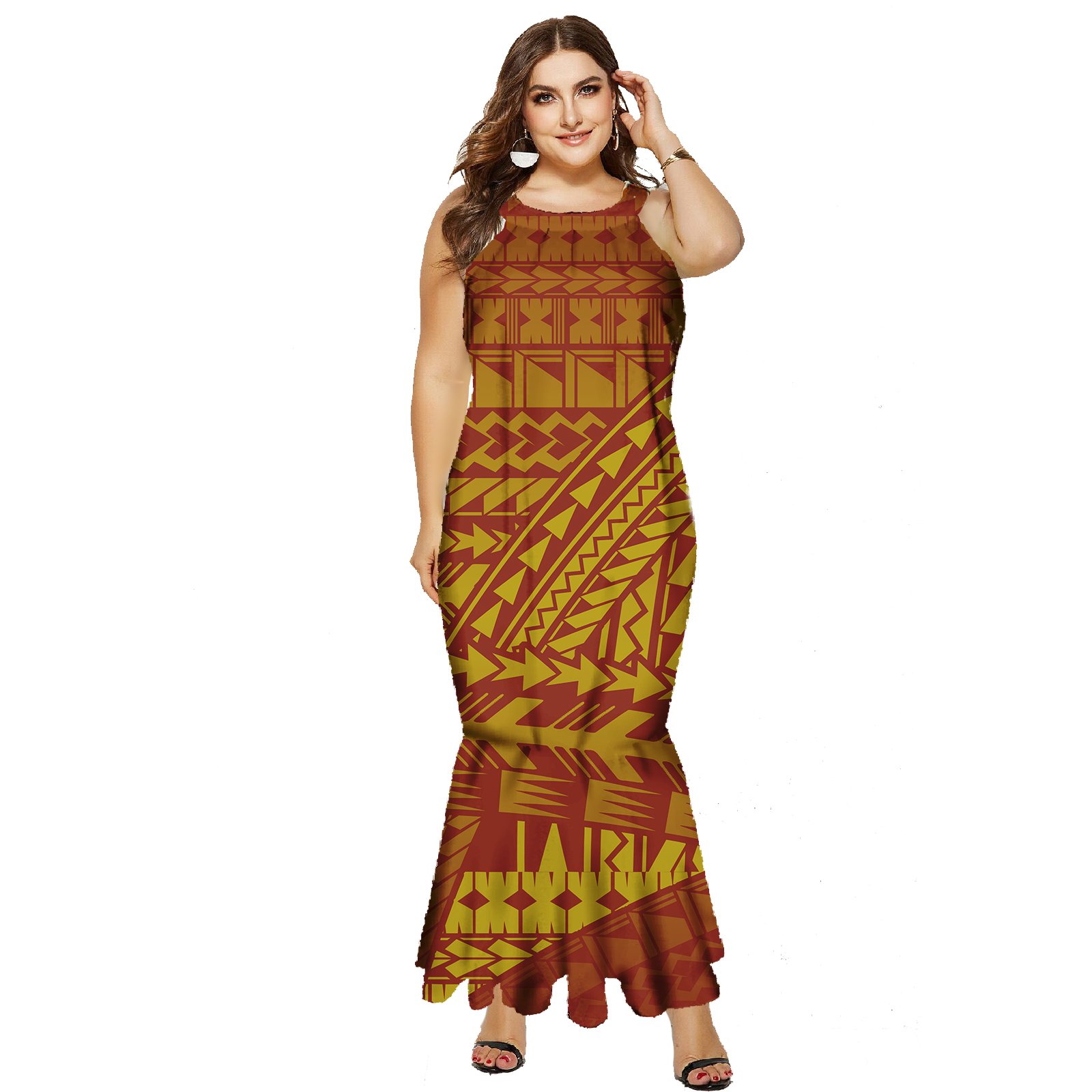 Puletasi Polynesian Mermaid Dress Hawaiian Style Formal Evening Dress Prom Gown Wedding Maxi Long Dress for Women