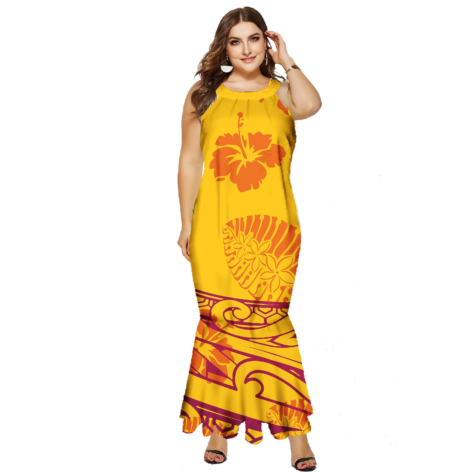 Puletasi Polynesian Mermaid Dress Hawaiian Style Formal Evening Dress Prom Gown Wedding Maxi Long Dress for Women
