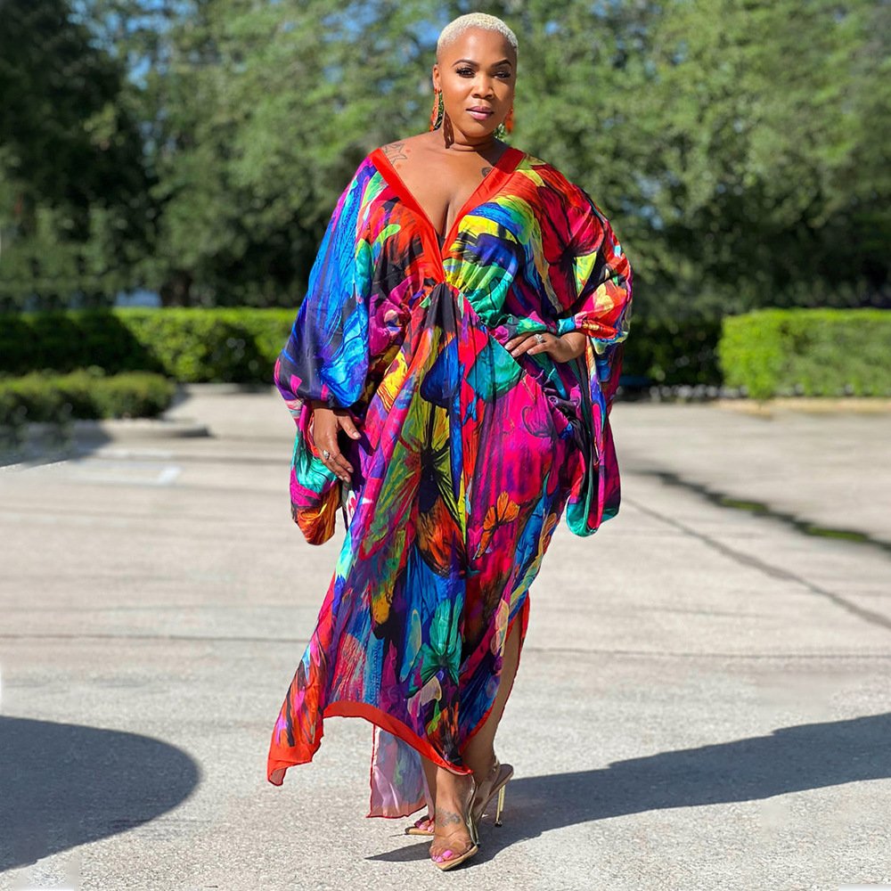 BuPao Cheapest price Spring 2024 Women Clothes Long Sleeve African Clothing Print Fashion Long Trench Robe Casual Dresses Modest