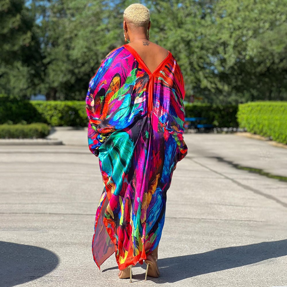 BuPao Cheapest price Spring 2024 Women Clothes Long Sleeve African Clothing Print Fashion Long Trench Robe Casual Dresses Modest