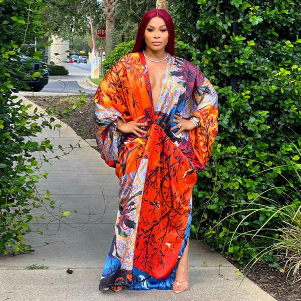 BuPao Cheapest price Spring 2024 Women Clothes Long Sleeve African Clothing Print Fashion Long Trench Robe Casual Dresses Modest