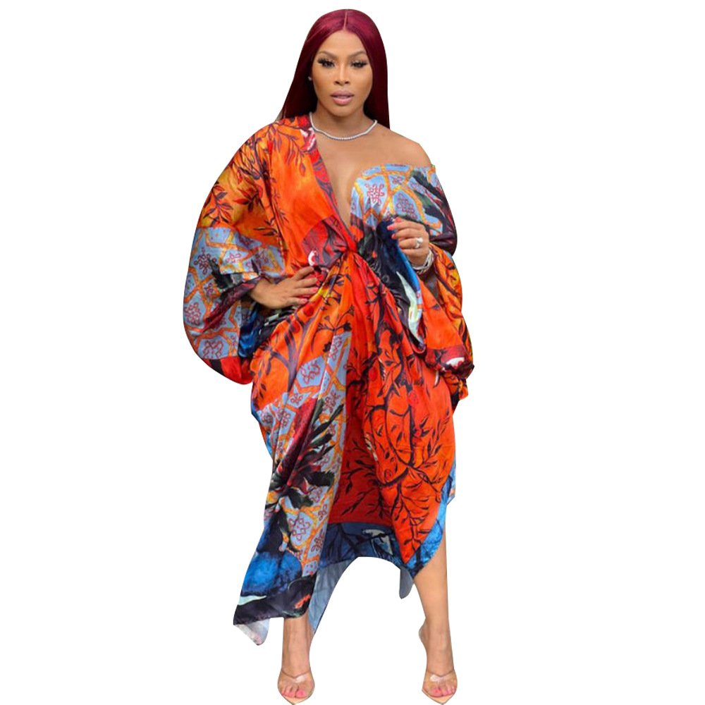 BuPao Cheapest price Spring 2024 Women Clothes Long Sleeve African Clothing Print Fashion Long Trench Robe Casual Dresses Modest