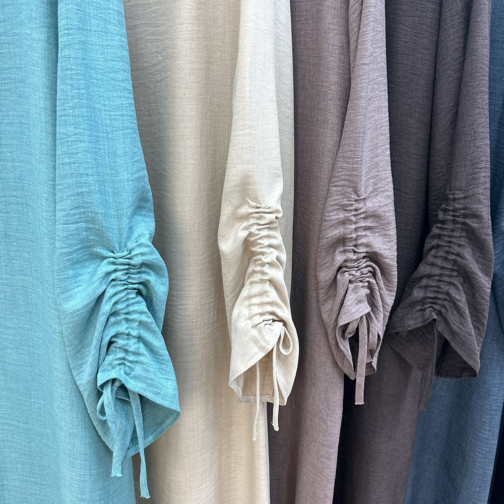 Wholesale Islamic Muslim Women Modest Abaya Dress Breathable Crepe Drawstring Adjustable Sleeve Closed Abaya Women Muslim Dress