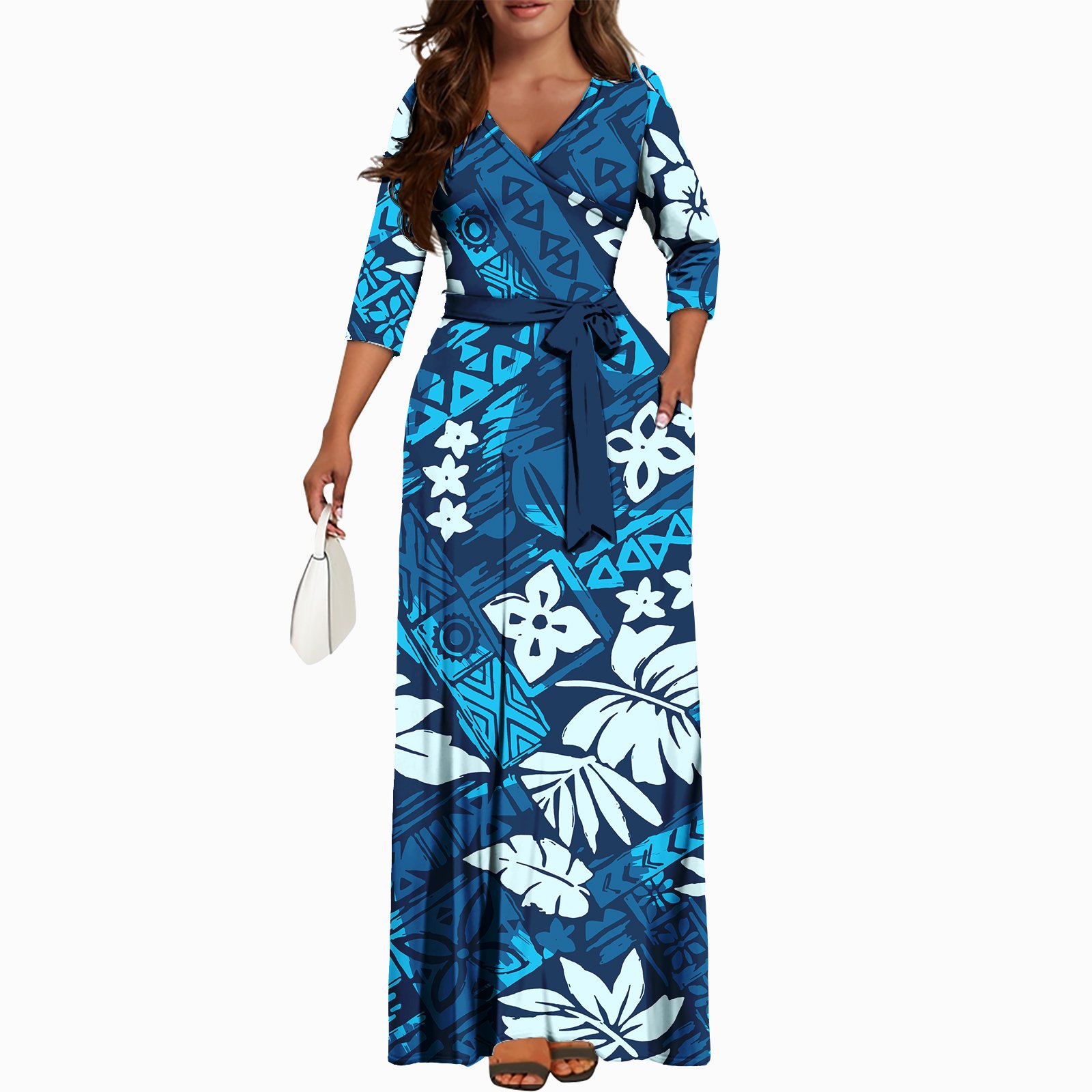 Elegant Lady Long Dresses Evening Party Polynesian Tapa Tribal Fall New Fashion Customized Women's Clothing Plus Size Dress