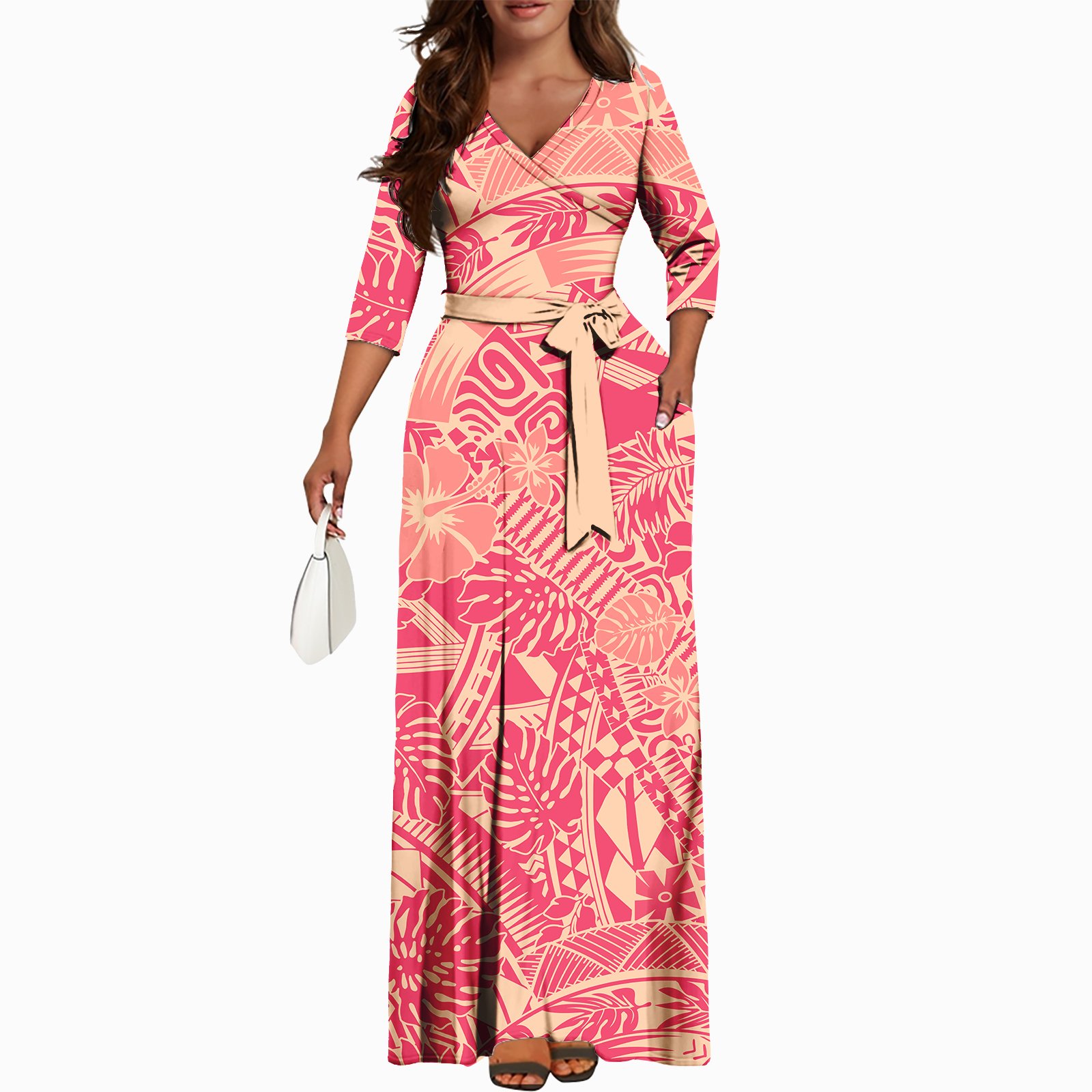 Elegant Lady Long Dresses Evening Party Polynesian Tapa Tribal Fall New Fashion Customized Women's Clothing Plus Size Dress