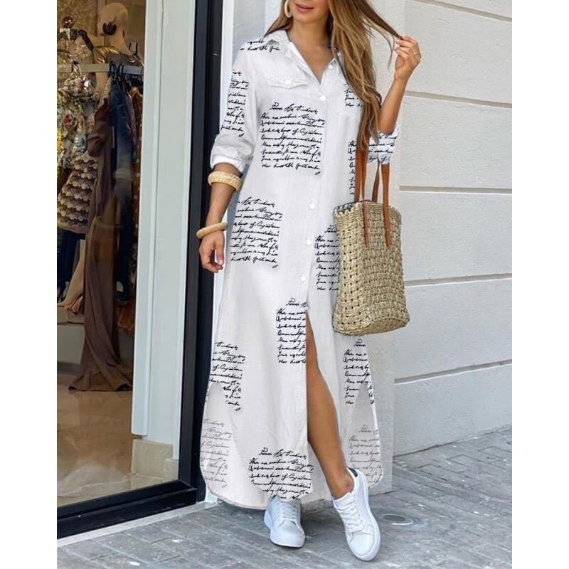 Fashion women long shirt dresses multi printings & fabrics for quality lady casual fall dress