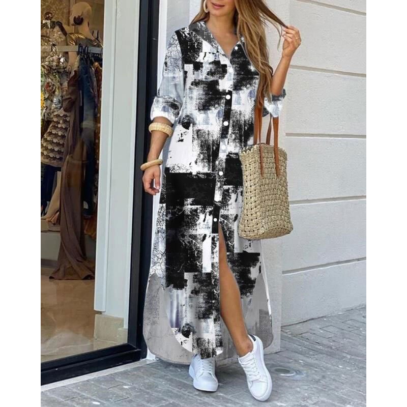 Fashion women long shirt dresses multi printings & fabrics for quality lady casual fall dress