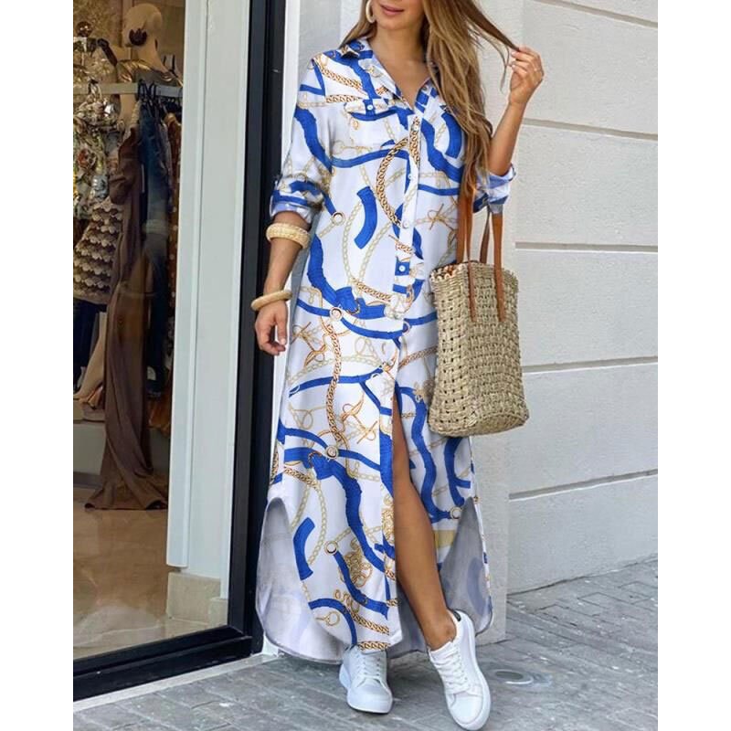 Fashion women long shirt dresses multi printings & fabrics for quality lady casual fall dress
