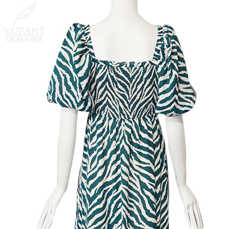 YuFan Custom Spring and Summer New Style Ruffled Long Dress Women's Bohemian Printed Casual Dress