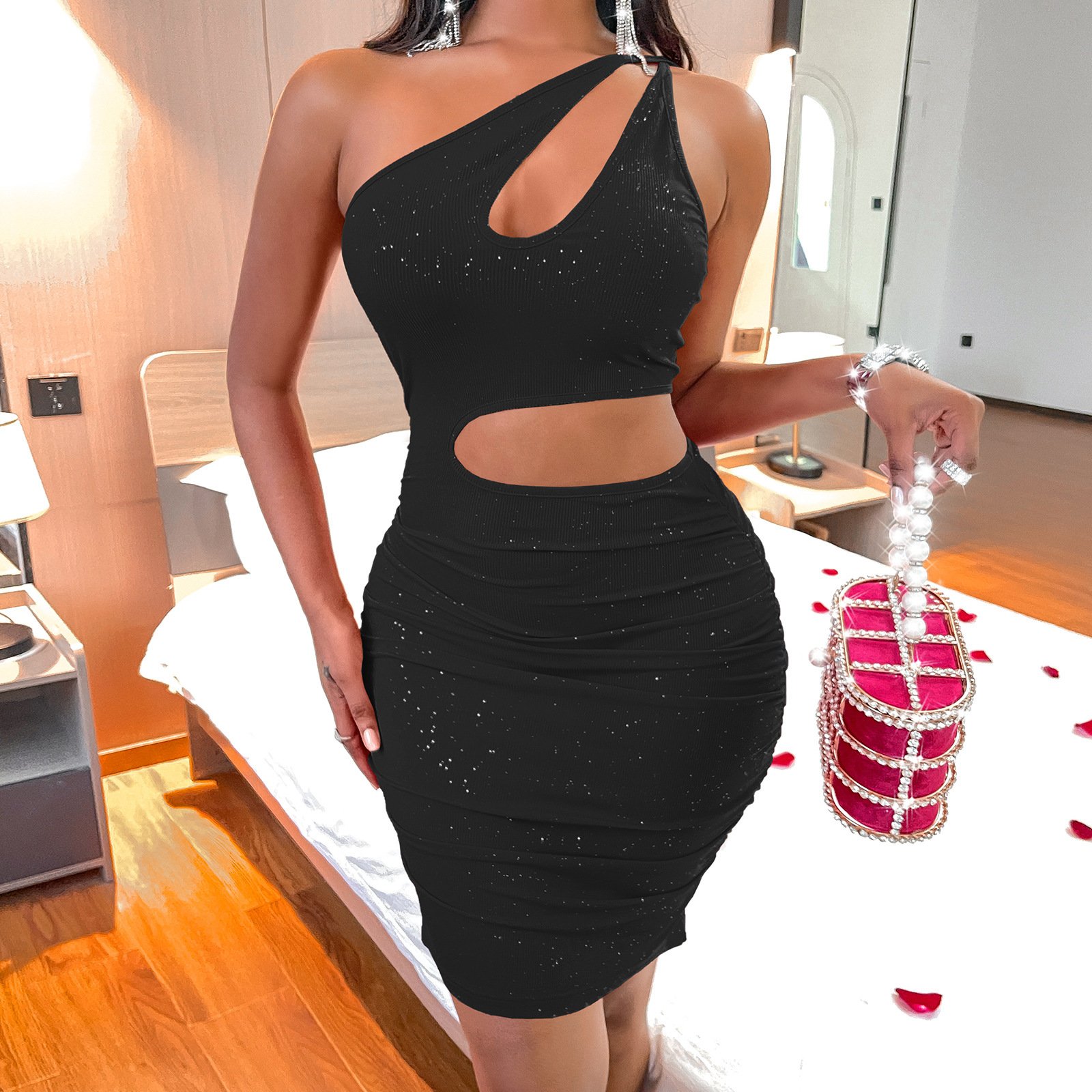 2022 Spring Summer Solid Color Sleeveless Party Bodycon Stacked Dress Women Casual Dress