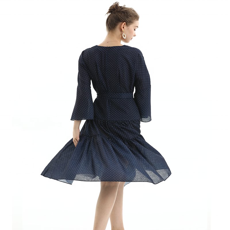 ND057-1 Custom odm oem fashion design High Quality Elegant Long Sleeve casual Dress factory for women