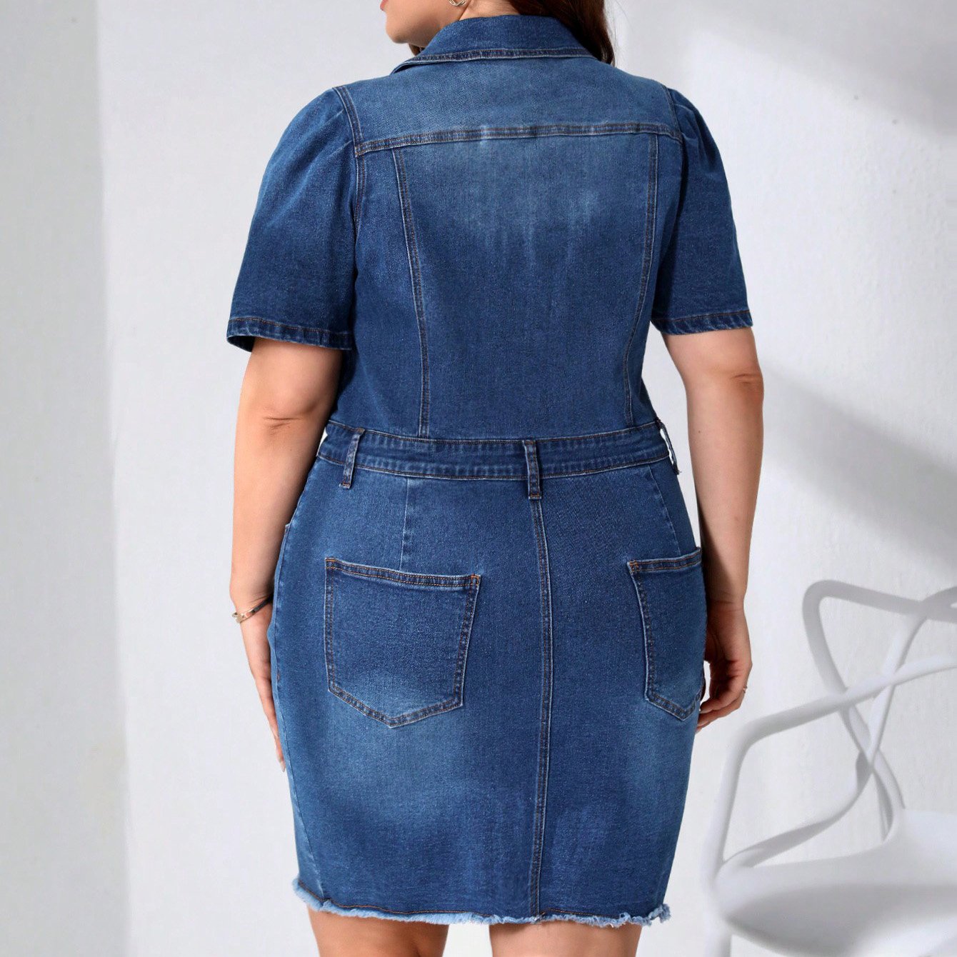 2023 New Design Casual Fashion Formal Single Button Denim Dress For Women
