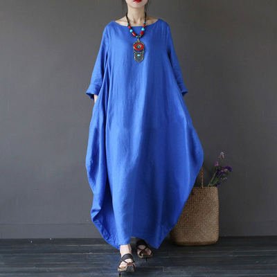 2024 New Amazon Loose Large Cotton Hemp Long Dress