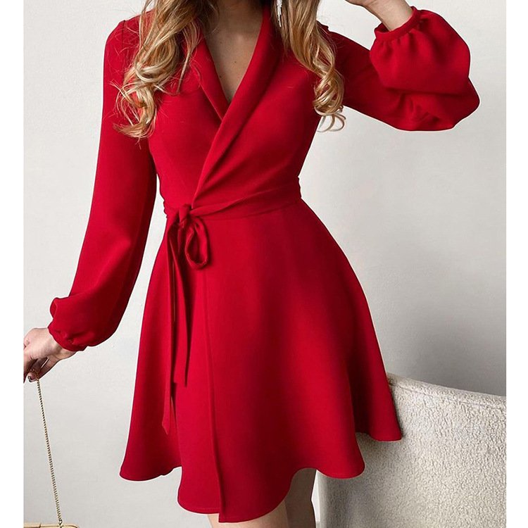 2024 Women's Spring and Autumn New Daily Casual Lapel Printing Simple Fashion Temperament Slim-fit Women's dress