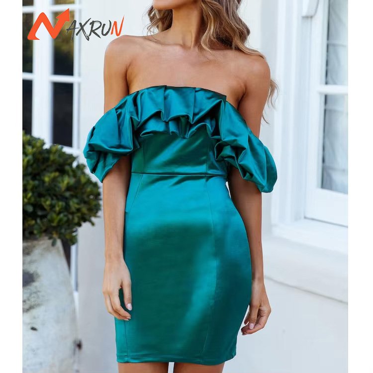 Custom Design Solid Color Street Wear Off Shoulder Plus Size Summer Casual Party Dress For Women