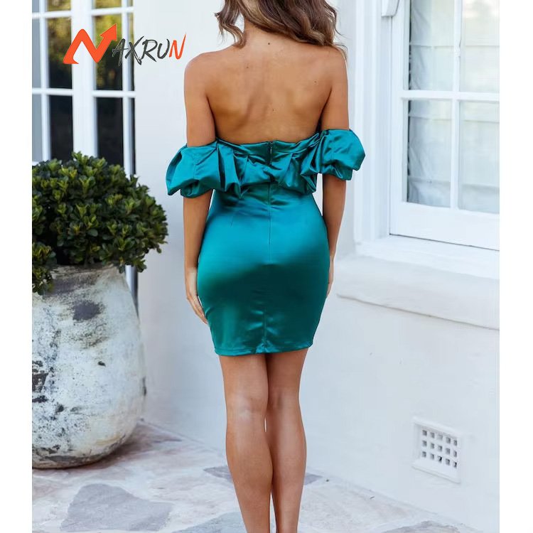 Custom Design Solid Color Street Wear Off Shoulder Plus Size Summer Casual Party Dress For Women