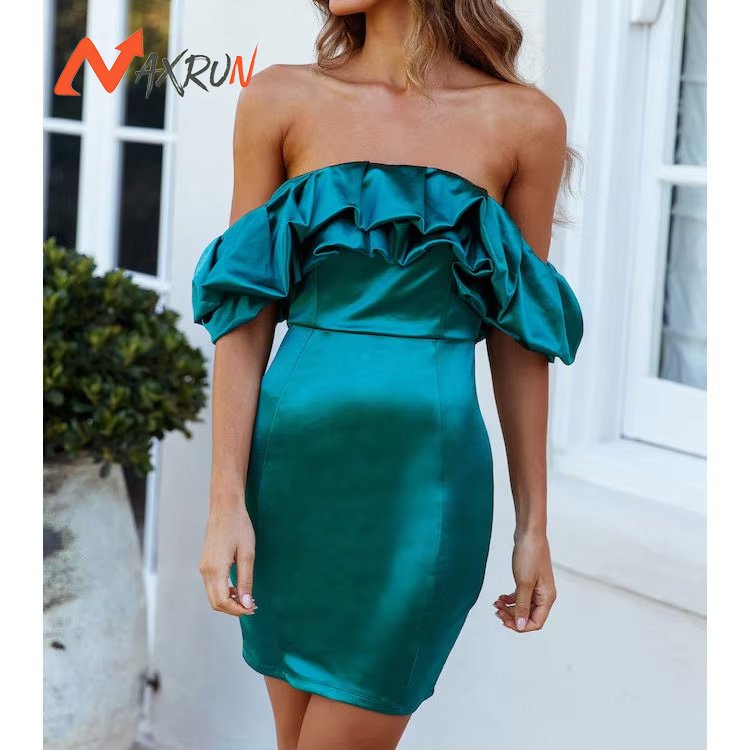 Custom Design Solid Color Street Wear Off Shoulder Plus Size Summer Casual Party Dress For Women