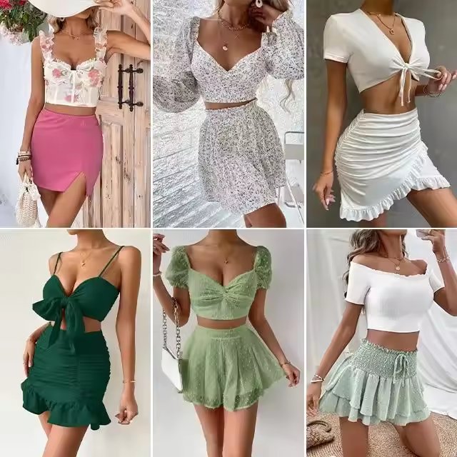 Anna 2024Brand Women's Mix Style Stock Dresses T-shirts Small Shirts Pants Skirts