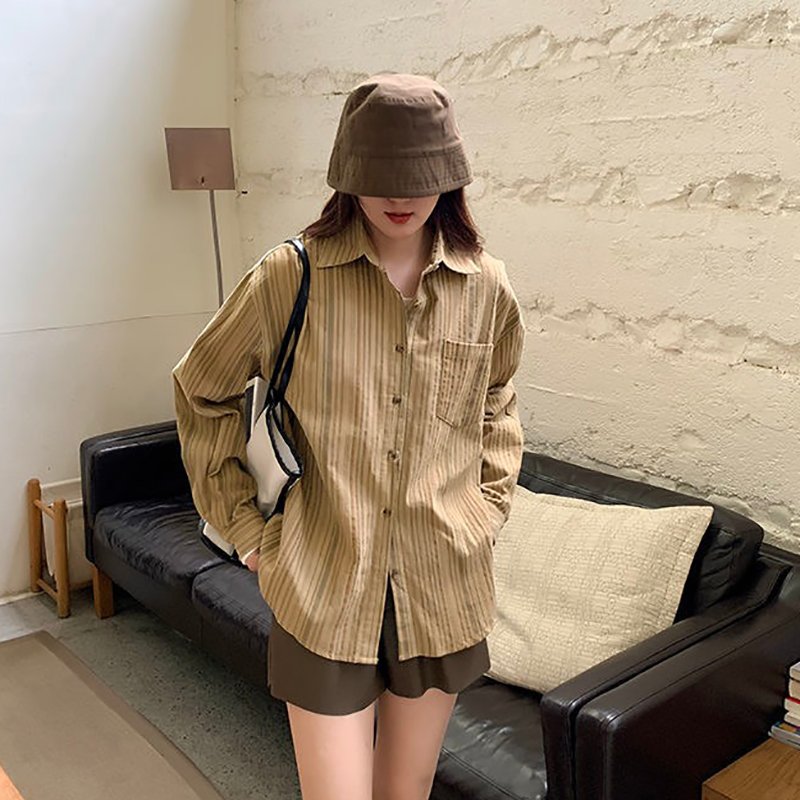 fall fashion blusa de mujer lady blouse shirt stripe patchwork loose baggy girl top elegant casual long sleeve shirt dress women