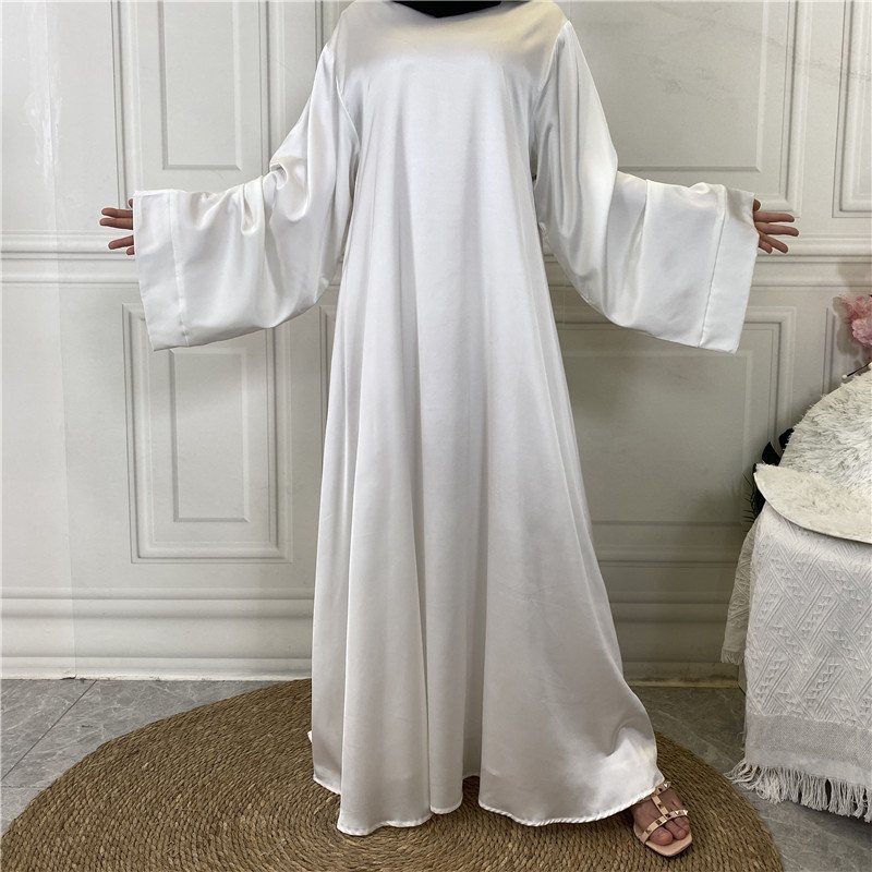 New Abaya Designs Middle East Ayaba dubai hot sale solid color plus size tie satin muslim Ayaba Dress