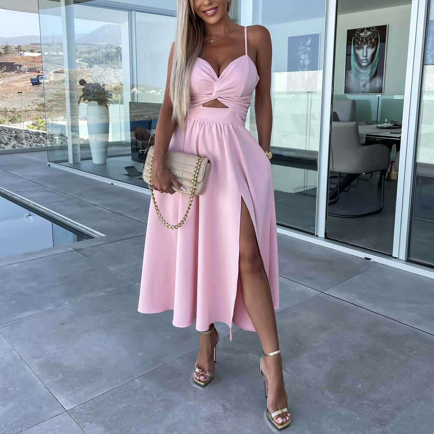 summer sexi floral print woman clothing long dress vestidos casuales elg pink night party dresses