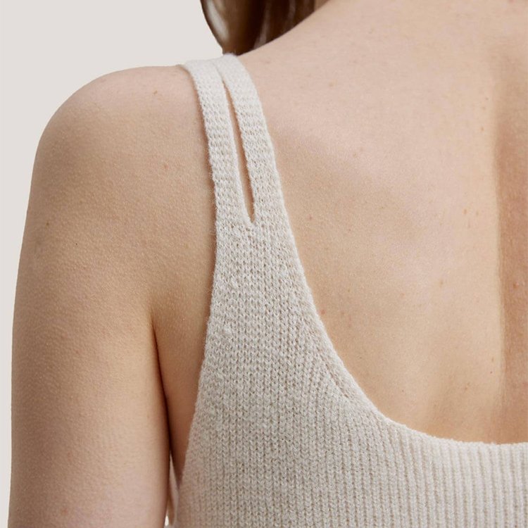 OEM&amp;ODM Ribbed Pure Merino Wool Tank Loose Fit Knitted for Women Summer Casual Dresses Silk Natural Velvet