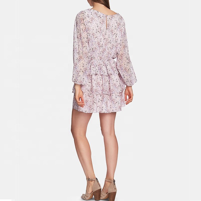Alibaba Fashion Ladies Dress Full Floral-print Elegant Europe Custom Brand Mini Casual Dresses Natural OEM Service Taffeta Print