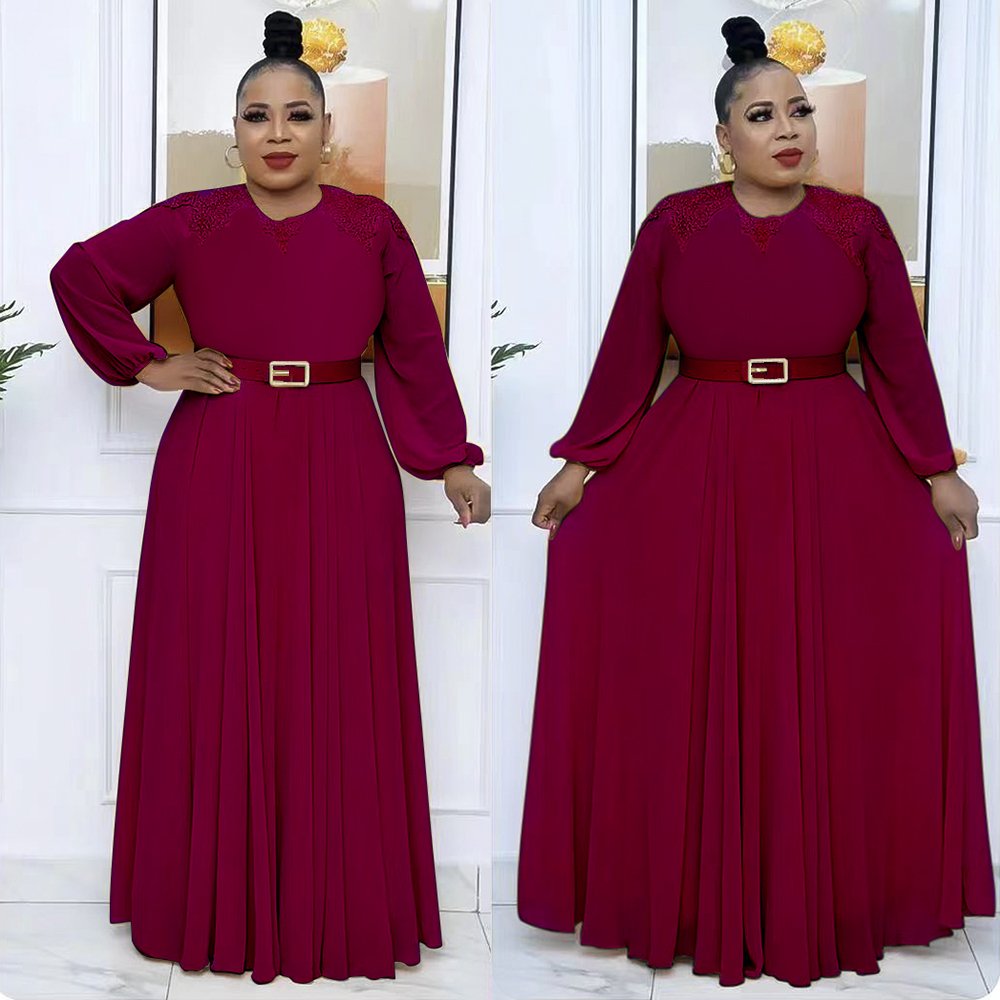 H & D Fashion African Plus Size Dresses For Women Dashiki Casual Dresses With Belt Maxi Robe