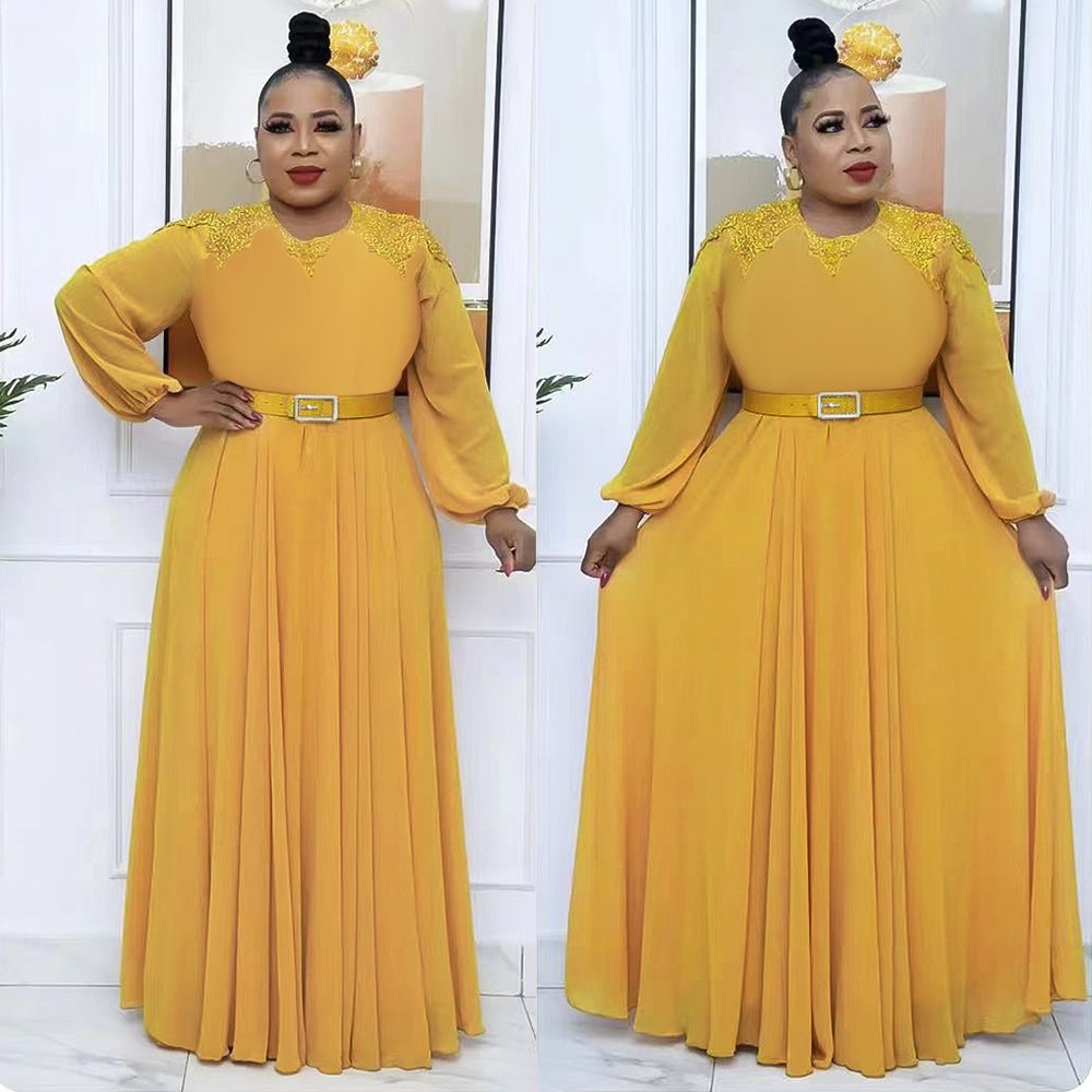 H & D Fashion African Plus Size Dresses For Women Dashiki Casual Dresses With Belt Maxi Robe