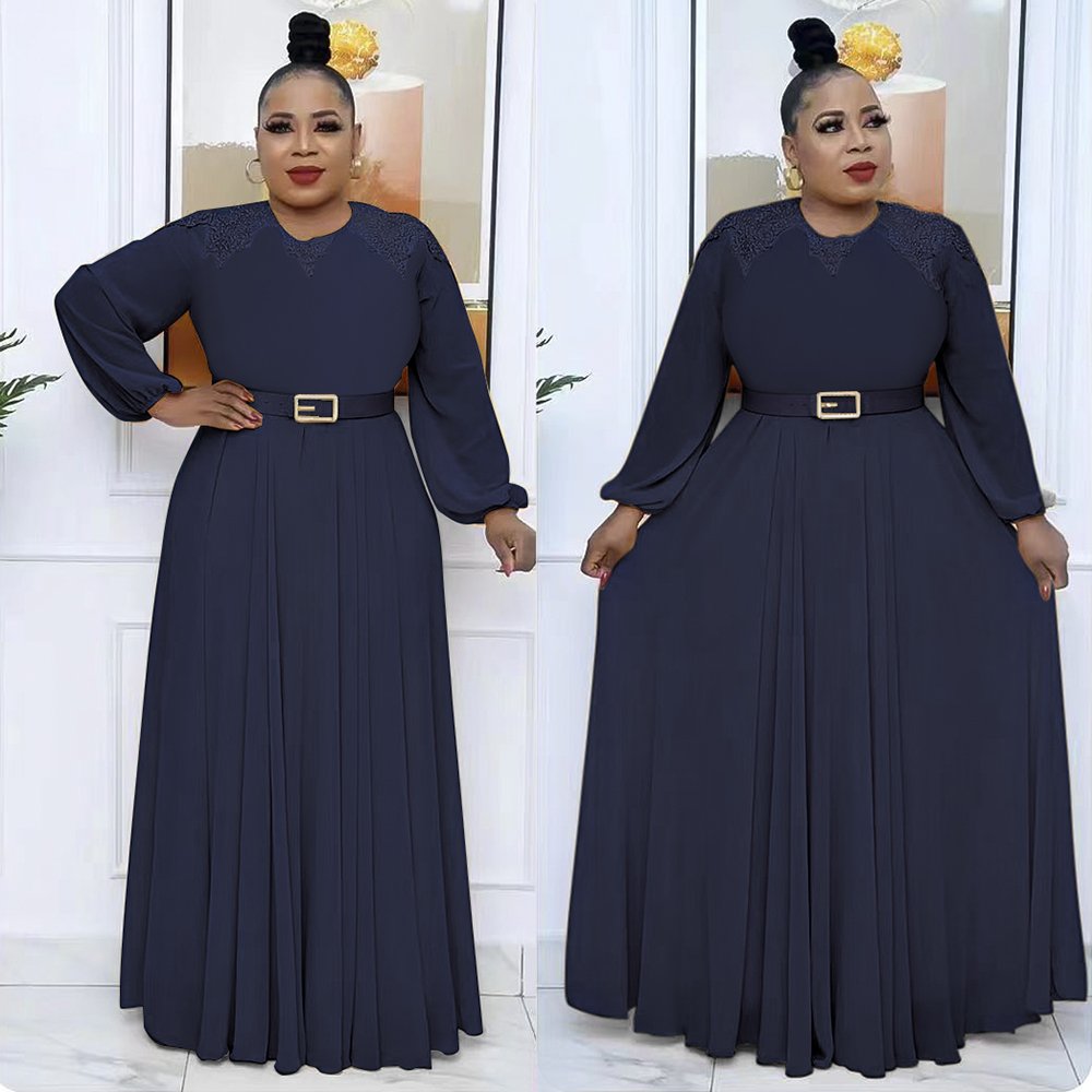 H & D Fashion African Plus Size Dresses For Women Dashiki Casual Dresses With Belt Maxi Robe