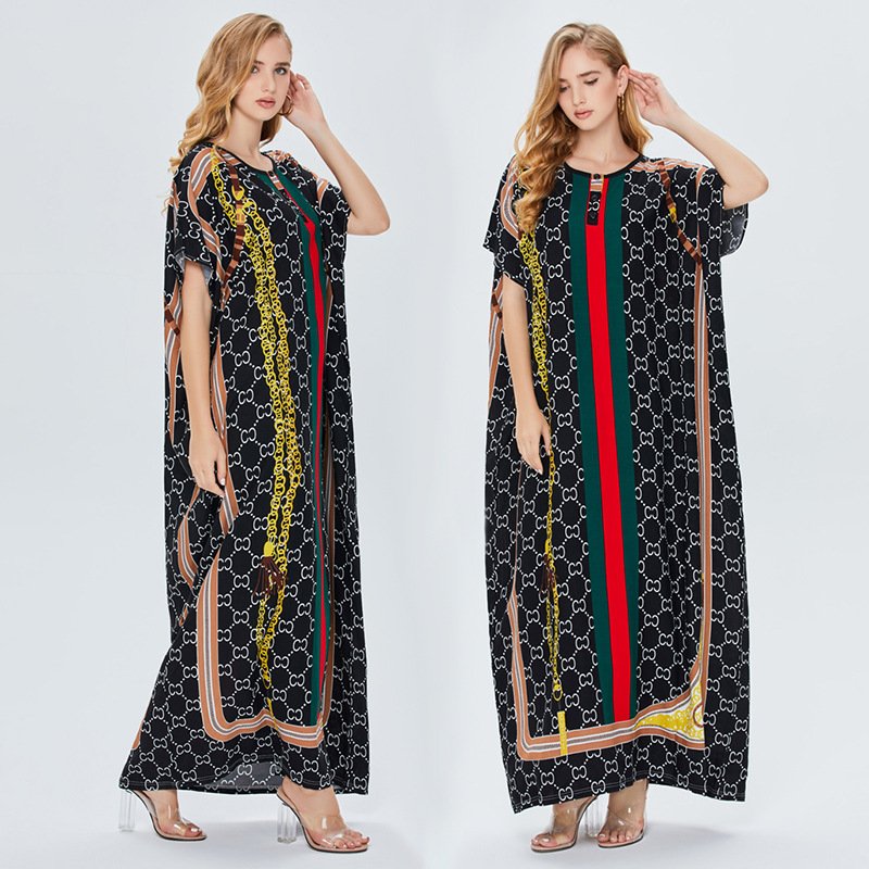 2024 june women summer floral printed muslim long dress islamic dresses clothing abaya
