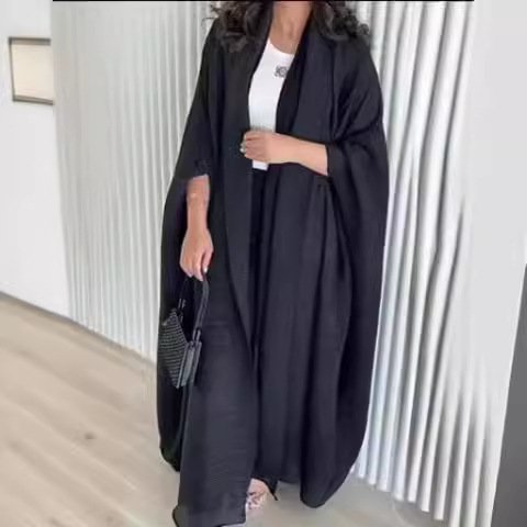 Hot selling abaya fabric material open abaya with buttons for muslim women kimono dubai kaftan jubah abaya islamic clothing