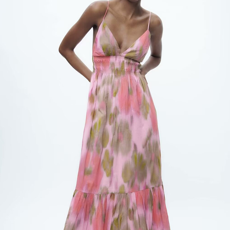 Cost-effective Universal for Home Travel Lazy and casual style Floral print Camisole dress Casual dresses