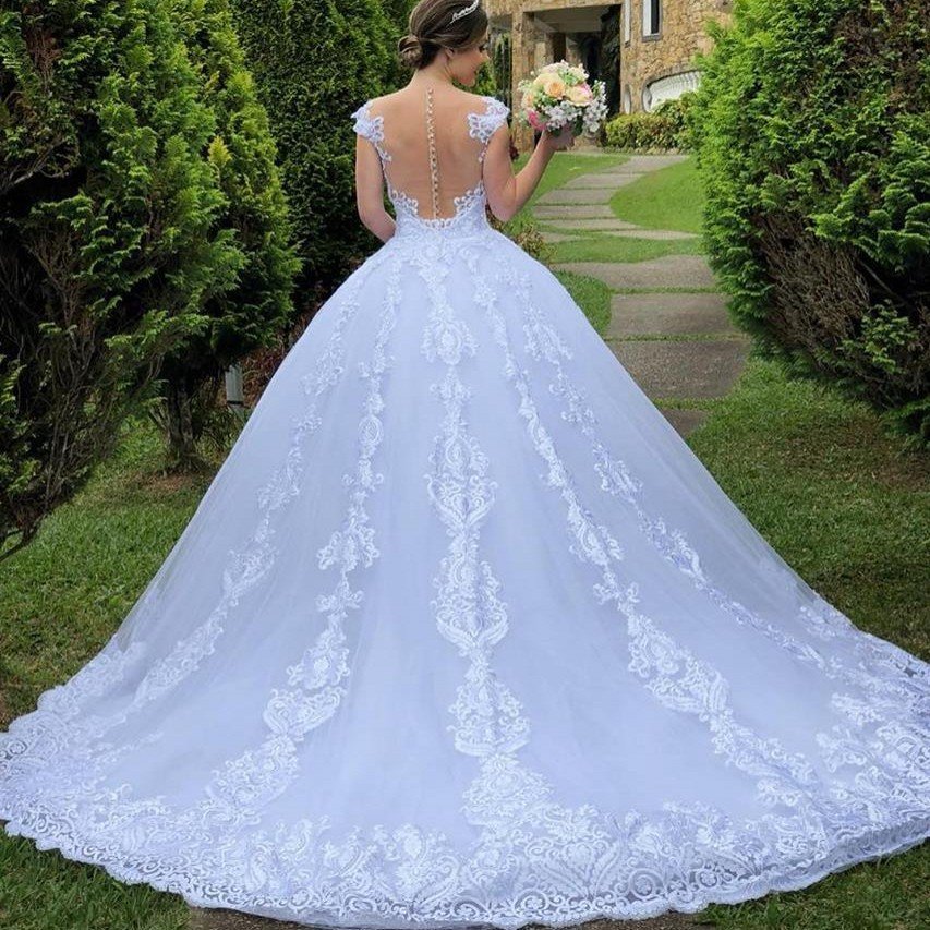 AL1021 wholesale Wedding Dress 2024 New White Vintage Lace V-Neck Backless Sexy plus Size Cathedral Trailing wedding dress
