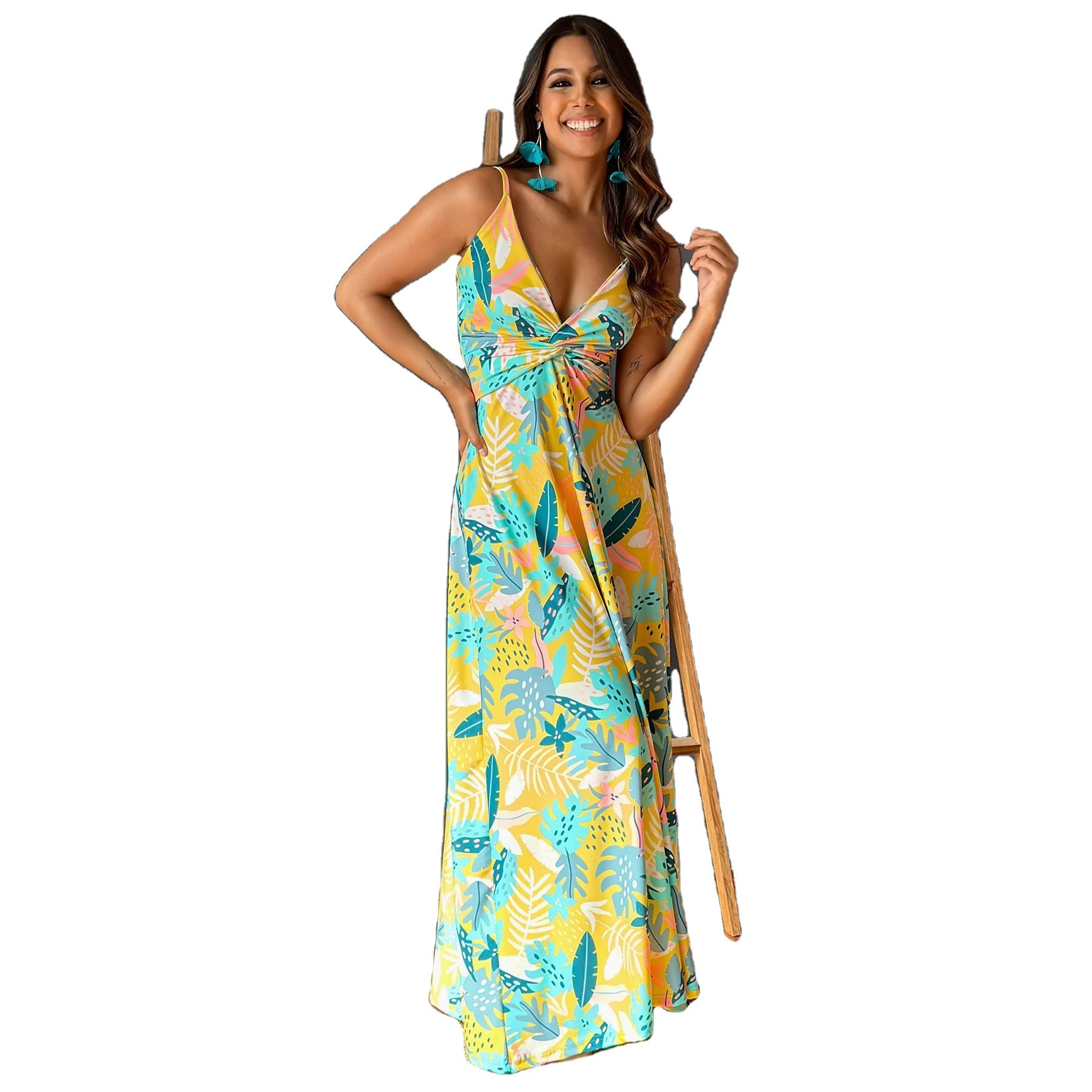chaoqi brand wholesale manufacture Summer Women Casual Dresses plus size women's dresses gilr's Print dress