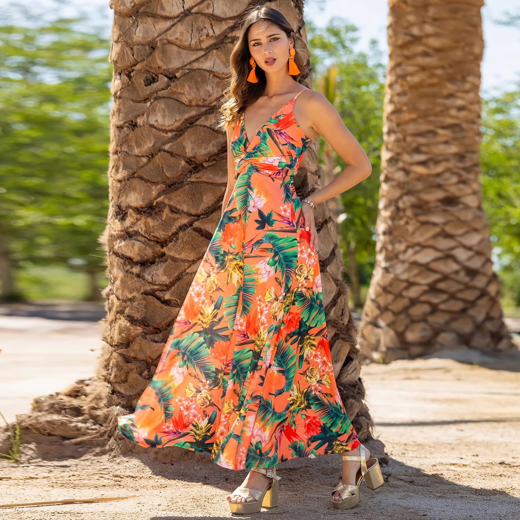 chaoqi brand wholesale manufacture Summer Women Casual Dresses plus size women's dresses gilr's Print dress