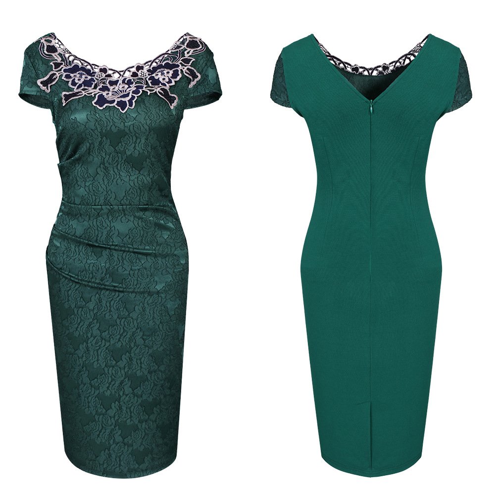 W0029 New Style Lady Wear Fashion Women Casual Dresses Lace Slim Fit Ladies Office Career Dress