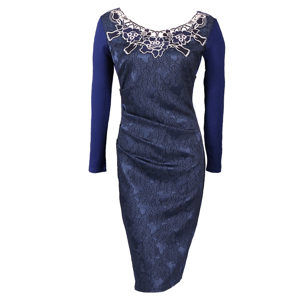 W0029 New Style Lady Wear Fashion Women Casual Dresses Lace Slim Fit Ladies Office Career Dress