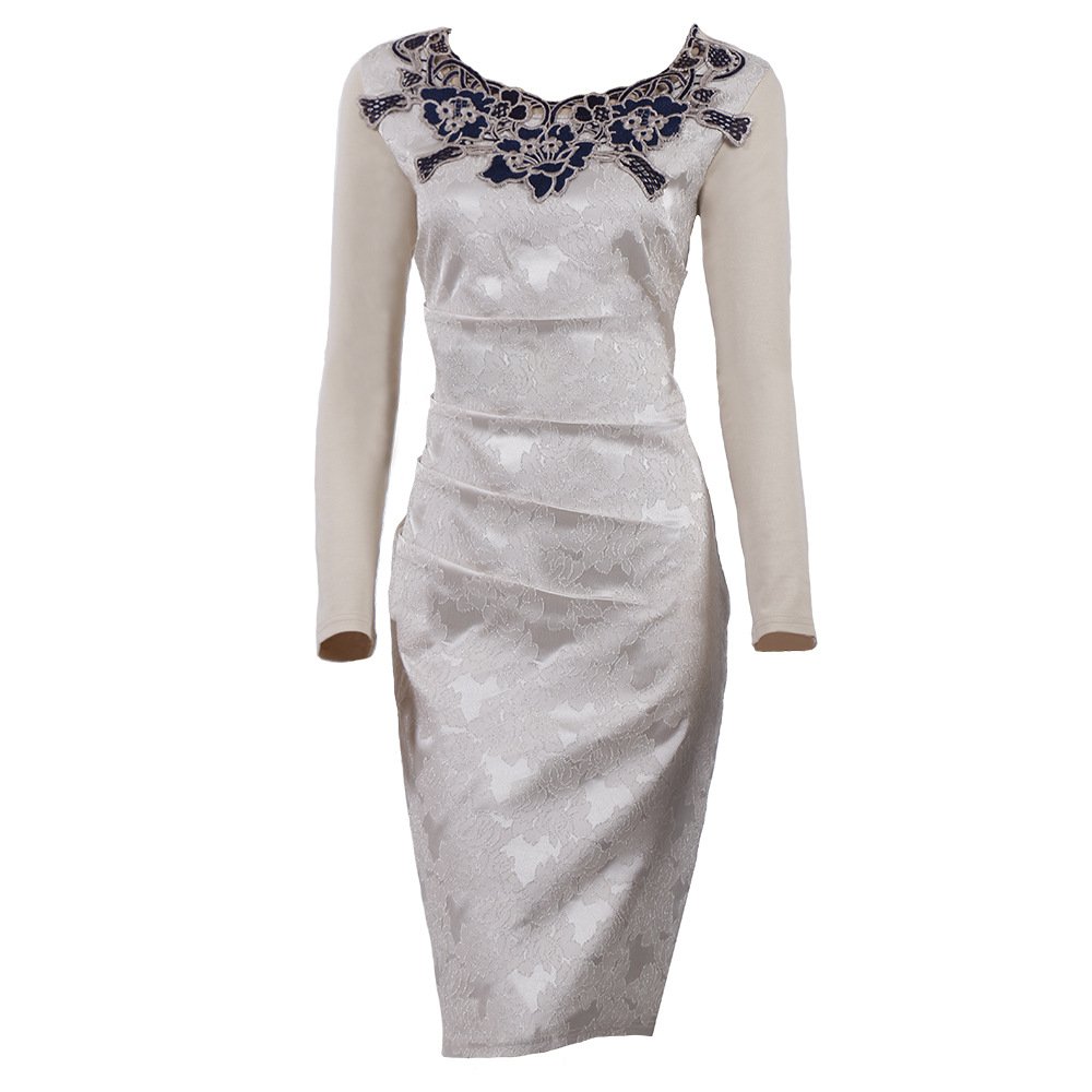 W0029 New Style Lady Wear Fashion Women Casual Dresses Lace Slim Fit Ladies Office Career Dress