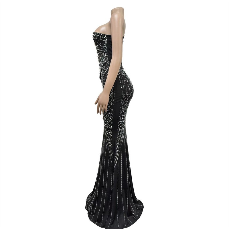 2024 New Design Women's Luxury Diamonds One Shoulder Sleeveless Elegant Dress Plus Size Long Evening Gowns Dresses For Women