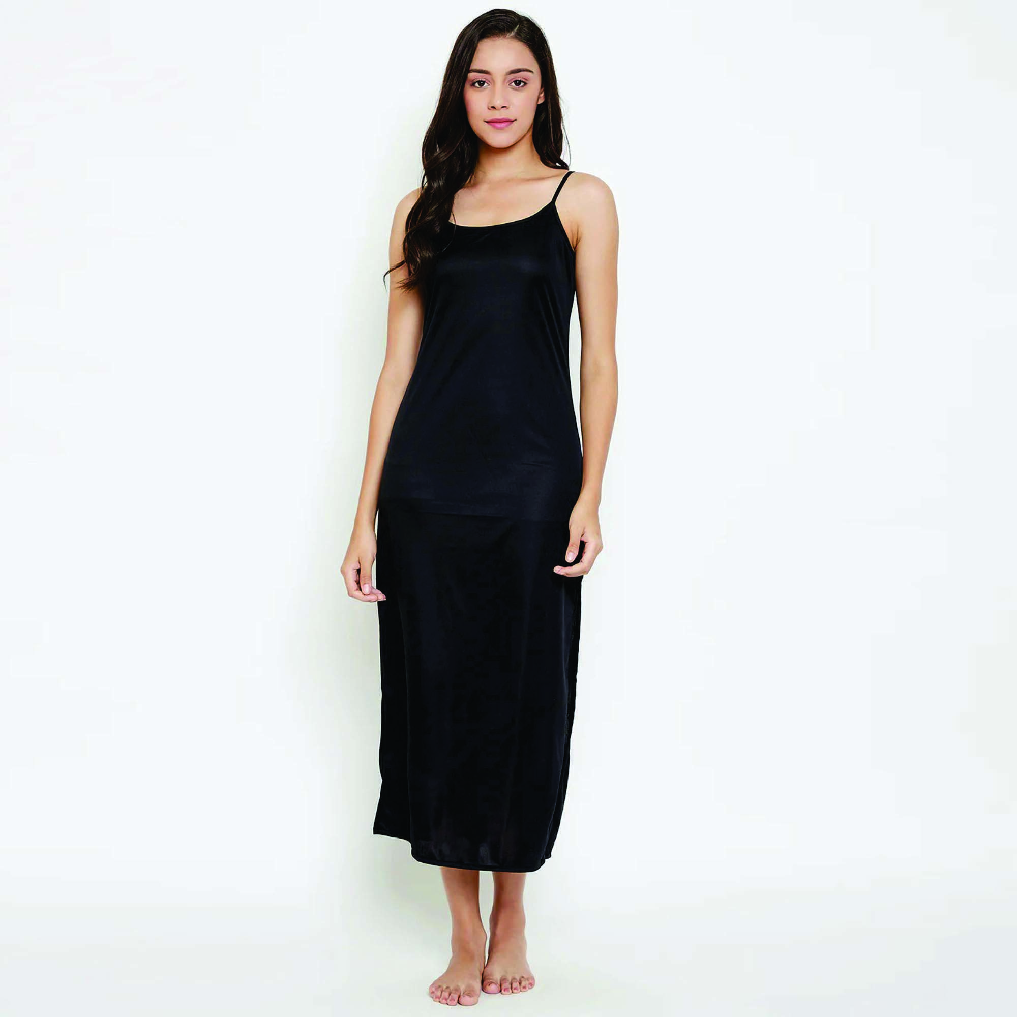 Custom Made Comfort Fit V-Neck Polyester Georgette Maroon Sheer Kaftan Casual Long Dress with Slip