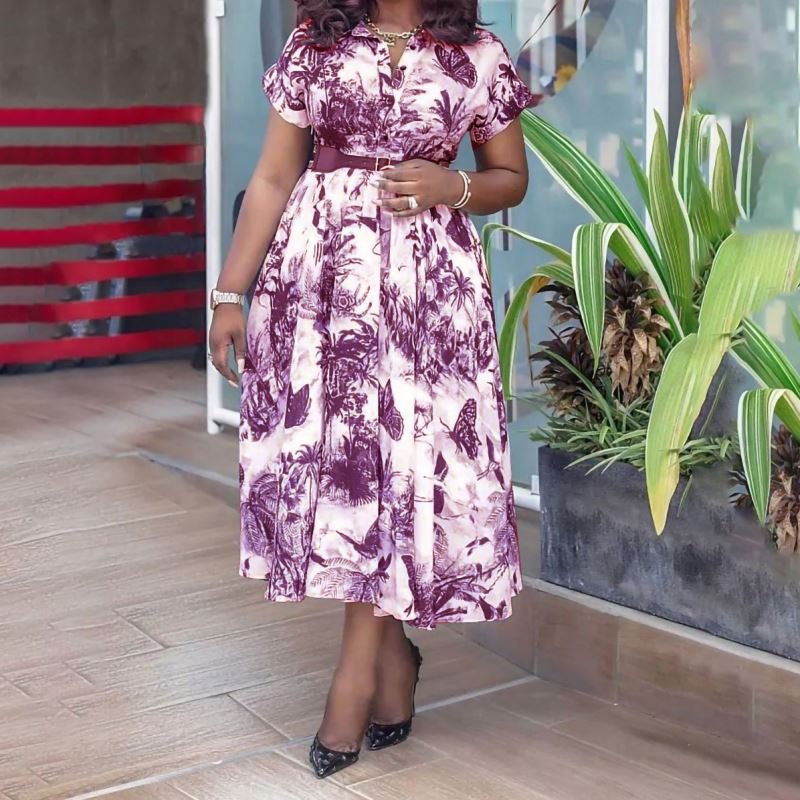 D263 New style summer ethnic clothing women clothes african dresses women plus size ladies dresses fashion print Casual Dresses