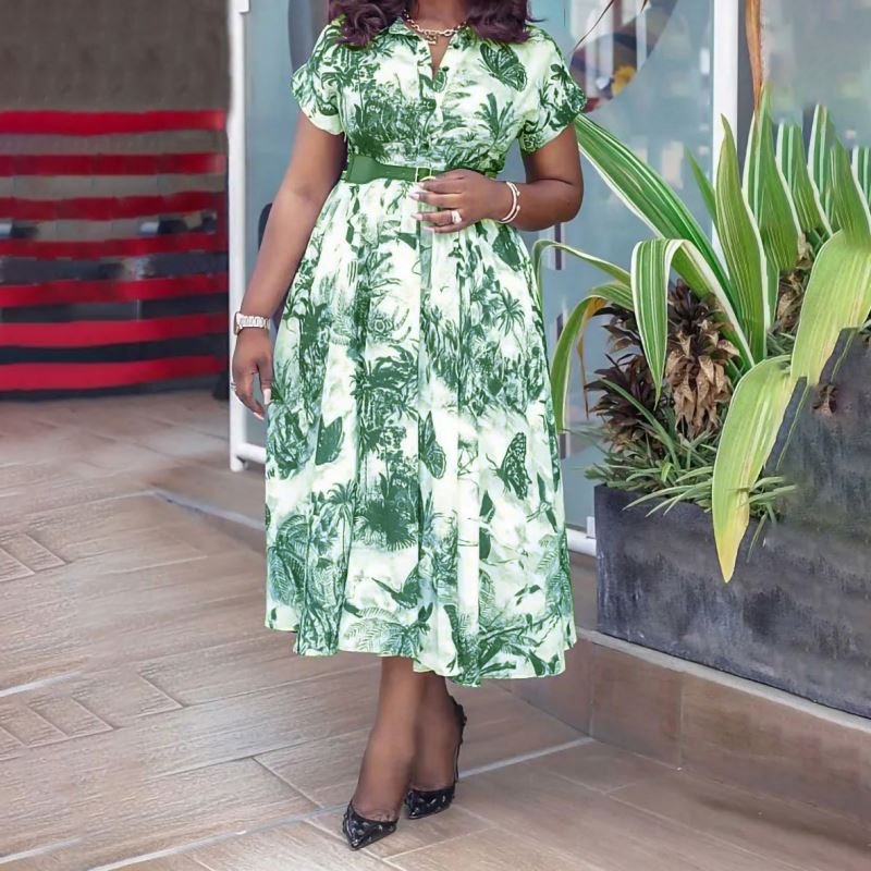 D263 New style summer ethnic clothing women clothes african dresses women plus size ladies dresses fashion print Casual Dresses